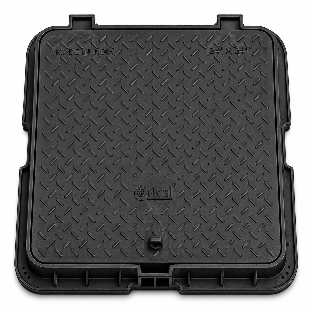 Underground Tank Cover 24" x 24" Black PVC Manhole Chamber Cover with Lock | Heavy Duty Floor Drain Inspection Lid & Frame-image-13