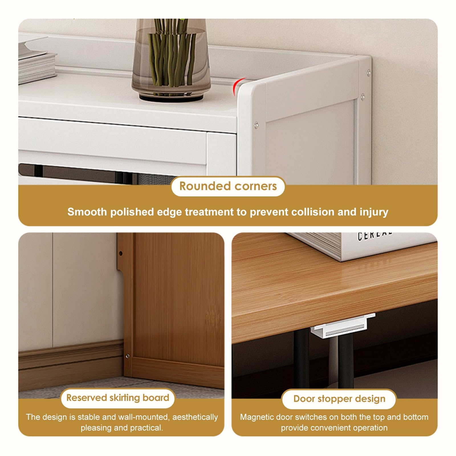Armadio di archiviazione router WiFi e presa elettrica Elegante scatola da pavimento con ventilazione per casa e ufficio soluzione di gestione dei cavi per modem ed elettronica
