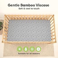 Vista 124 de 2-Pack Waterproof Baby Crib Sheets for Boys, Girls - 52x28 Viscose Derived from Bamboo Toddler Bed Sheet Neutral, Fitted Crib Mattress Protector