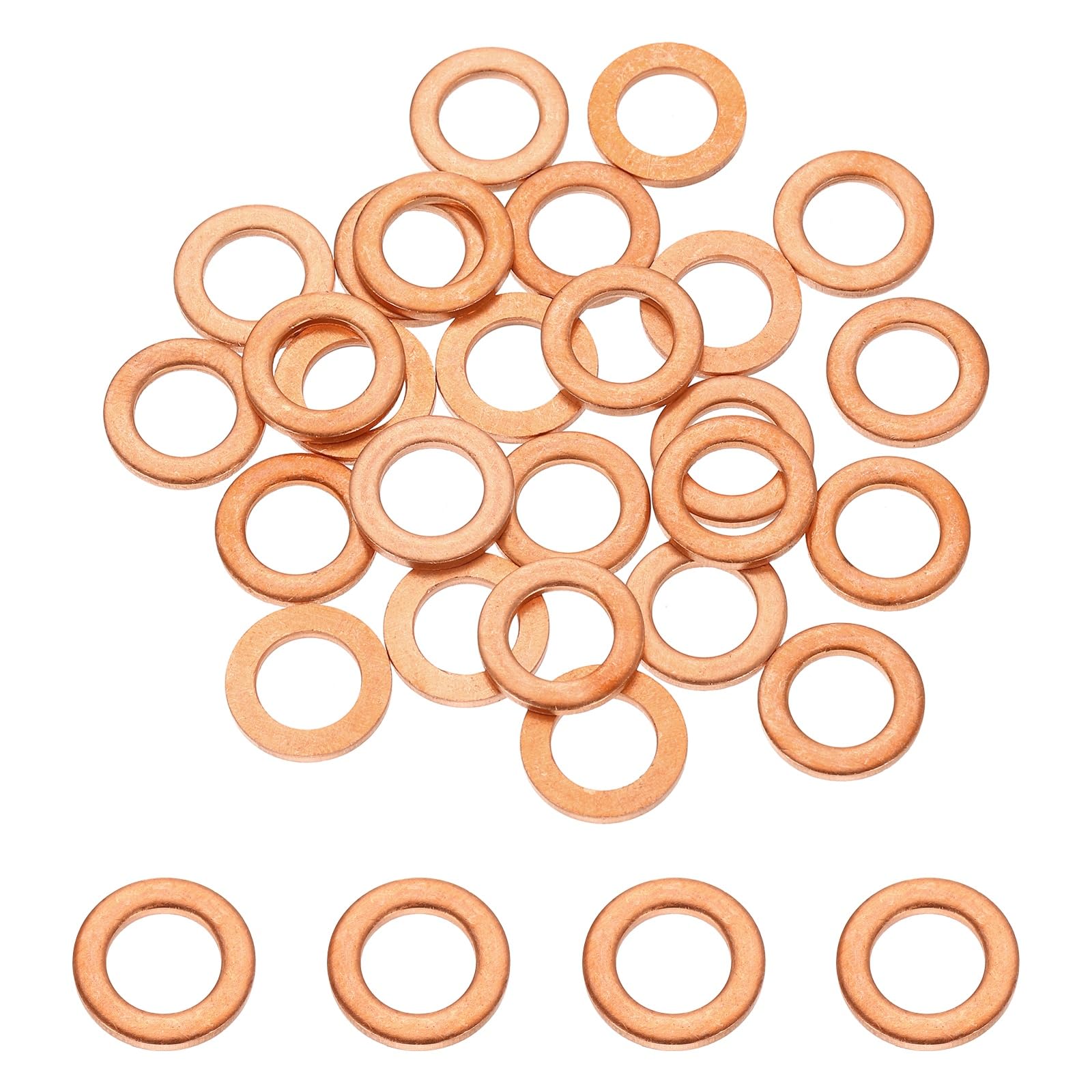 DEFANEX 32 Pcs M8 Copper Washer Sealing Ring (8mm ID 13mm OD 1.5mm Thickness) Metric Sealing Gasket Flat Crush Washer, for Automotive Plumbing Mechanical Oil Drain Plug โ image 1