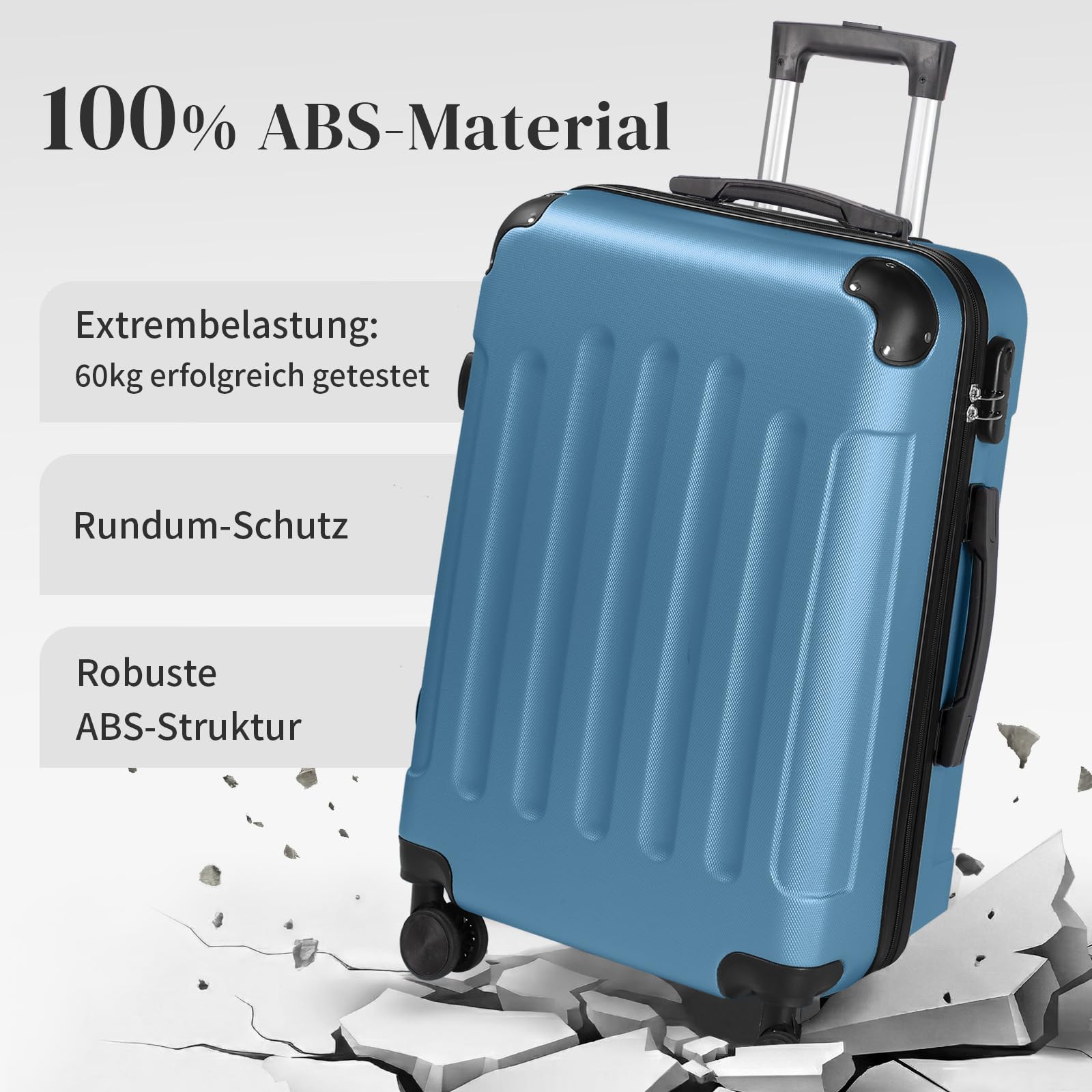 LEADZM Kofferset 4 teilig Hartschale mit verstärkten Ecken, Reisekoffer mit Rollen Groß, Handgepäck, Hartschalenkoffer Groß, Koffer & Trolleys aus ABS (Navyblau)