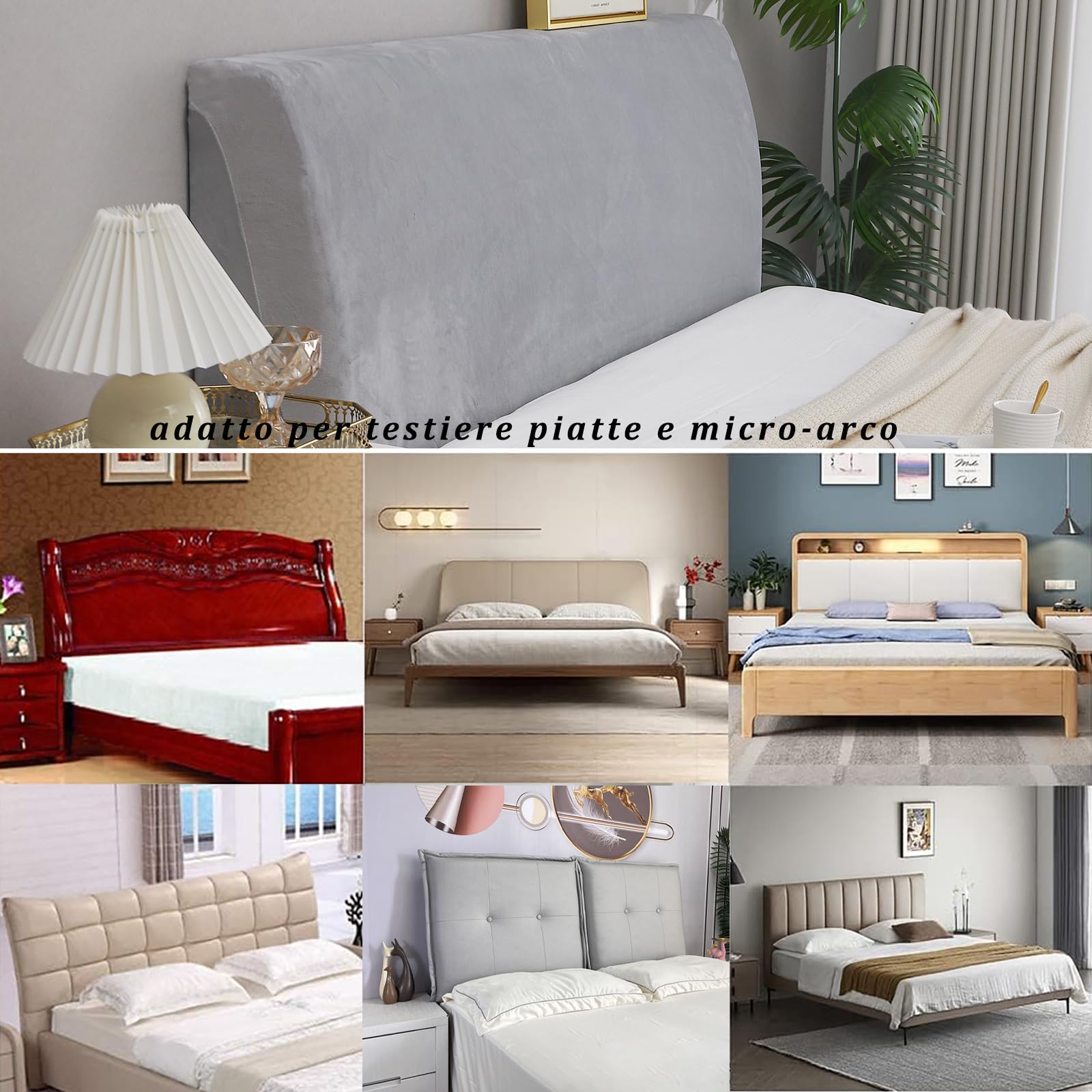 WSGJHB Copri Testata Letto Matrimoniale，Elastico Copritesta Protezione Copritestiera Copri Testiera (180-200cm, grigio chiaro)