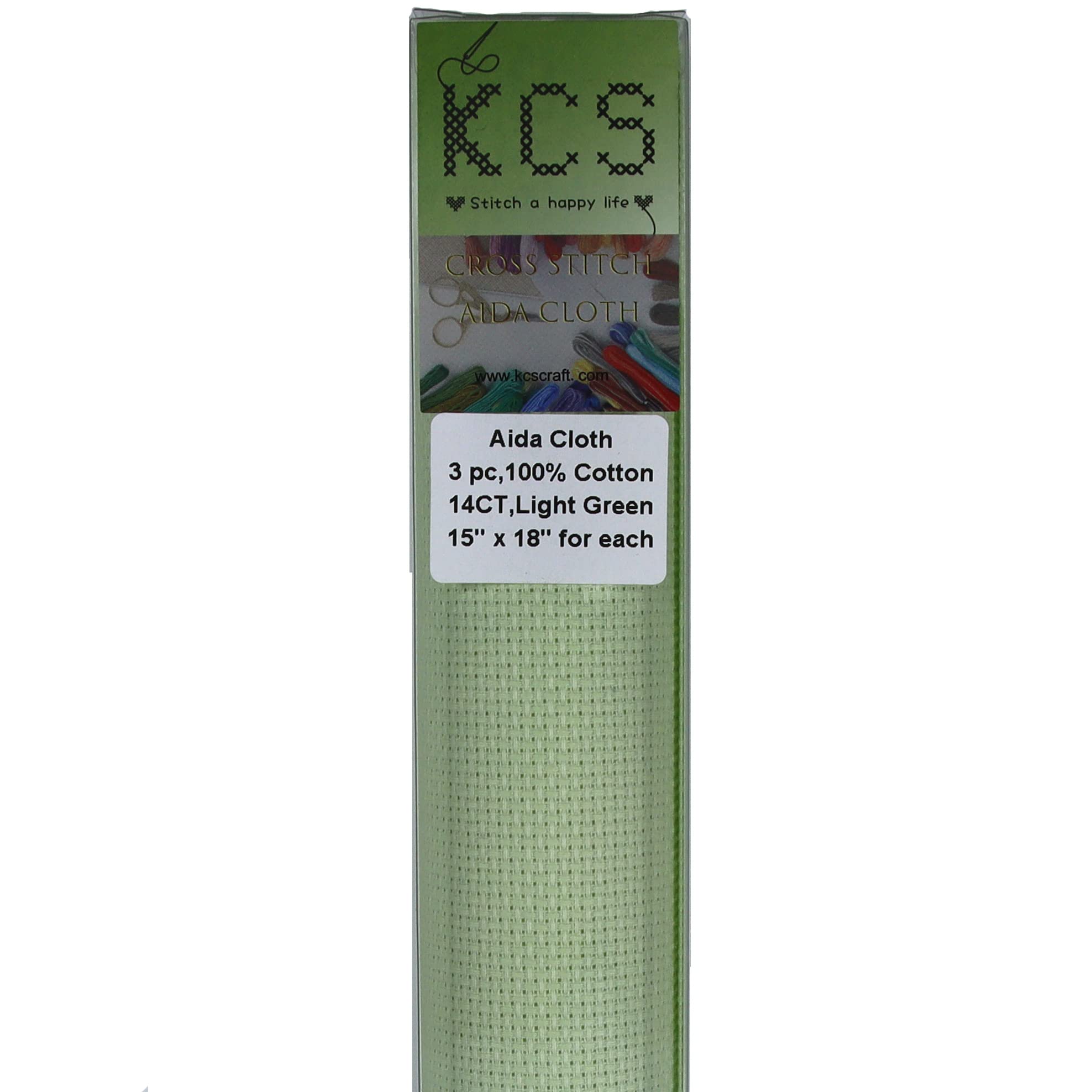 KCS 3 pc of 15" x 18" Counted Cross Stitch Cotton Aida Cloth Needlework Fabric,14CT,Light Green