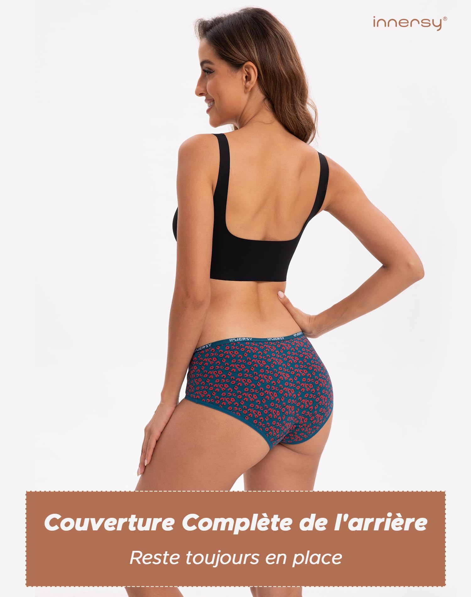 INNERSY Culotte Femme Coton Stretch Taille Basse sous-vêtements Douce Bikini Slips Sport Lot de 6