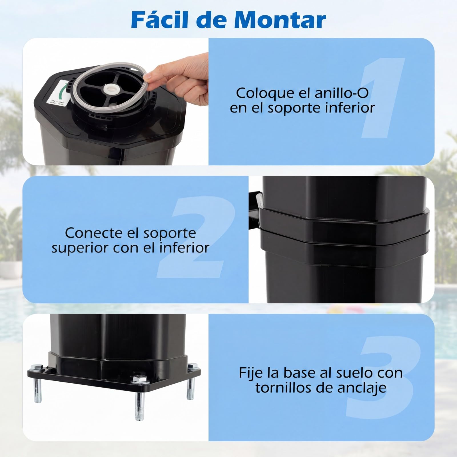 COSTWAY Ducha Solar Exterior de 60 L, 94 cm Ducha de Jardín con Cabezal Giratorio 360°, Grifo para Pies, Estante y Cubierta Protectora, Agua Caliente hasta 60℃, para Piscina Patio Playa, Negro