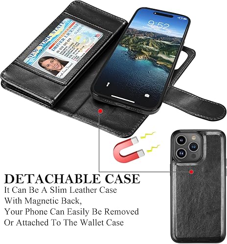 Miniatura 24 de Takfox Funda tipo cartera para iPhone 15 Plus, para iPhone 15 Plus, funda de piel sintética para tarjetas de crédito [9 ranuras para tarjetas] Funda