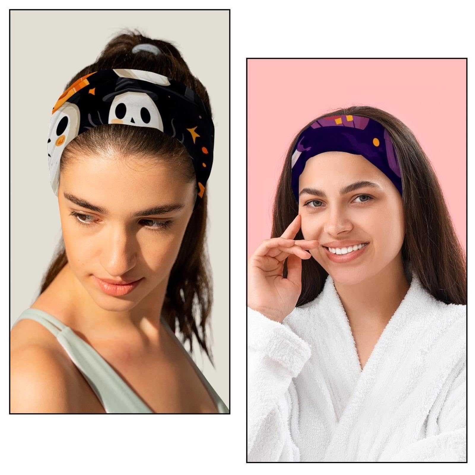 Breite Stirnbänder für Damen, geknotet, rutschfest, weiches Turban-Stirnband, Haar-Accessoires, Halloween, Kopfwickel für Frauen, Yoga, Workout, 6 Stück