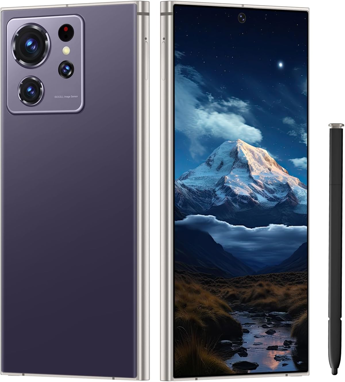 Unlocked Phones S24 Ultra Smartphone with Built-in Pen 8+256GB Android 13 Cell Phones 6.8″ HD Screen Dual SIM 108MP+48MP Camera 6800 mAh (Violet)
