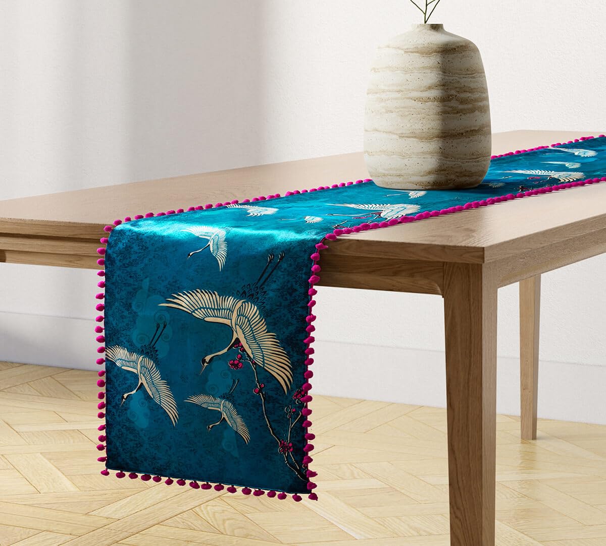 India Circus by Krsnaa Mehta Legend of The Cranes Printed Micro Velvet 4 Seater Table and Bed Runner (94 x 14 inches) (B0CSSCJ2TG) Amazon Price History, Amazon Price Tracker