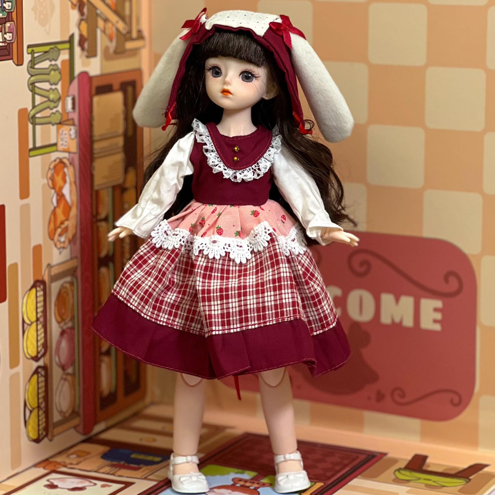 1/6 Bjd Dolls Ball Jointed Doll Joint Doll Smart with Clothes Anime Myou Kawaii (Daidai)
