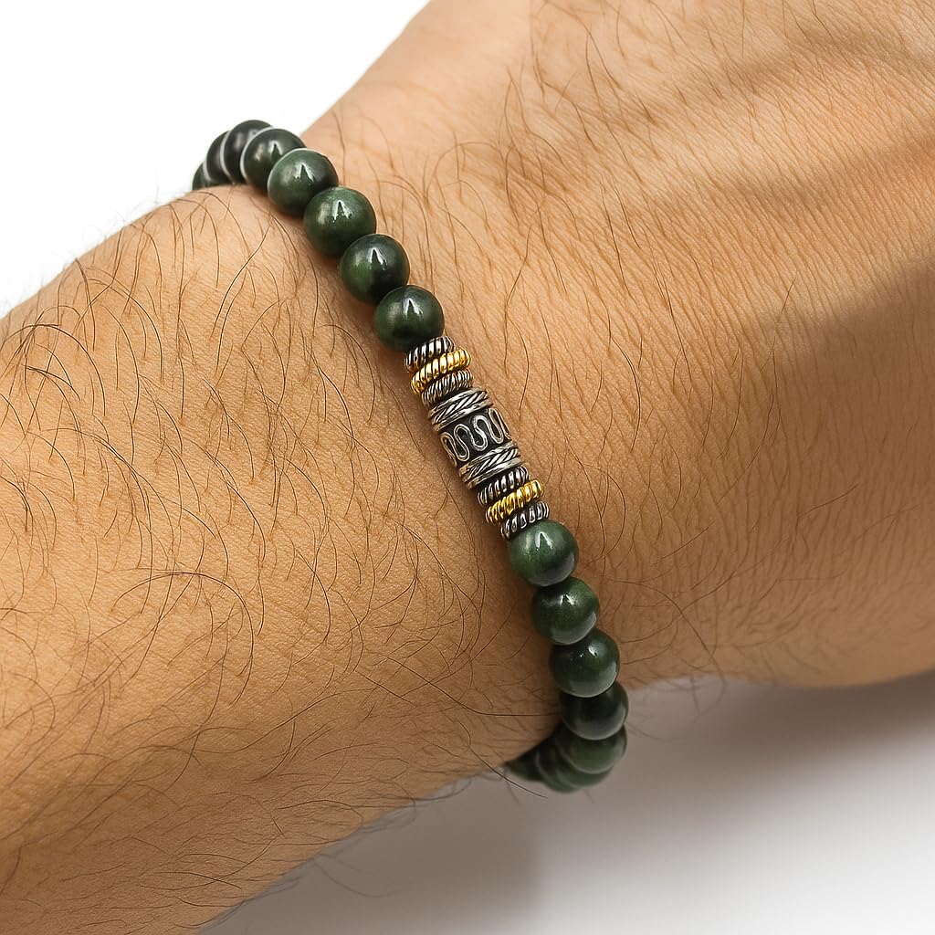 Kartini Studio Jade Beads Bracelet, Green Jade and Sterling Silver Beads Bracelet, Quality Bead Jewelry - Image 5