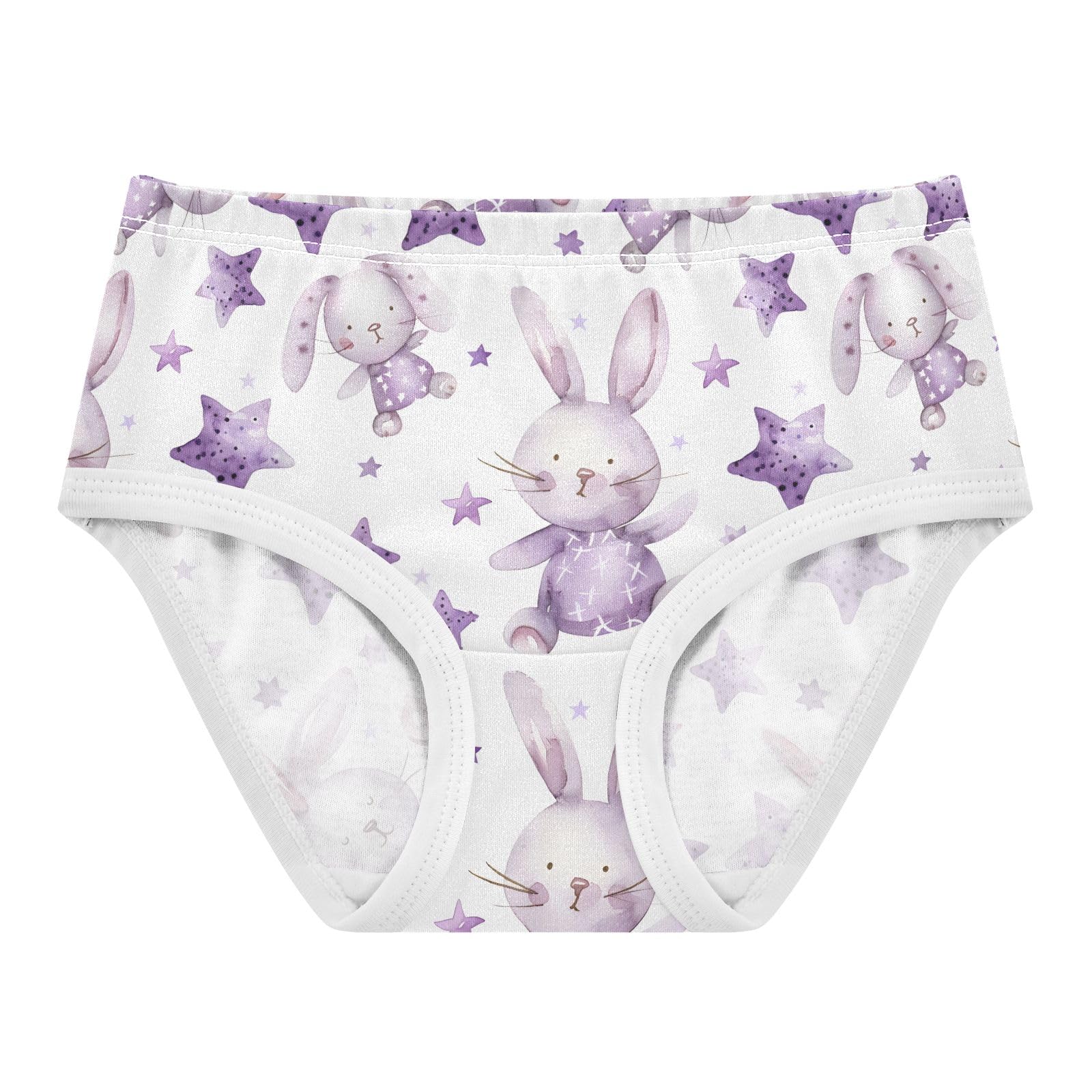 ALAZA Toddler Girls Cotton Hipster Underwear Soft Purple Rabbit Star 2 Pack 2T