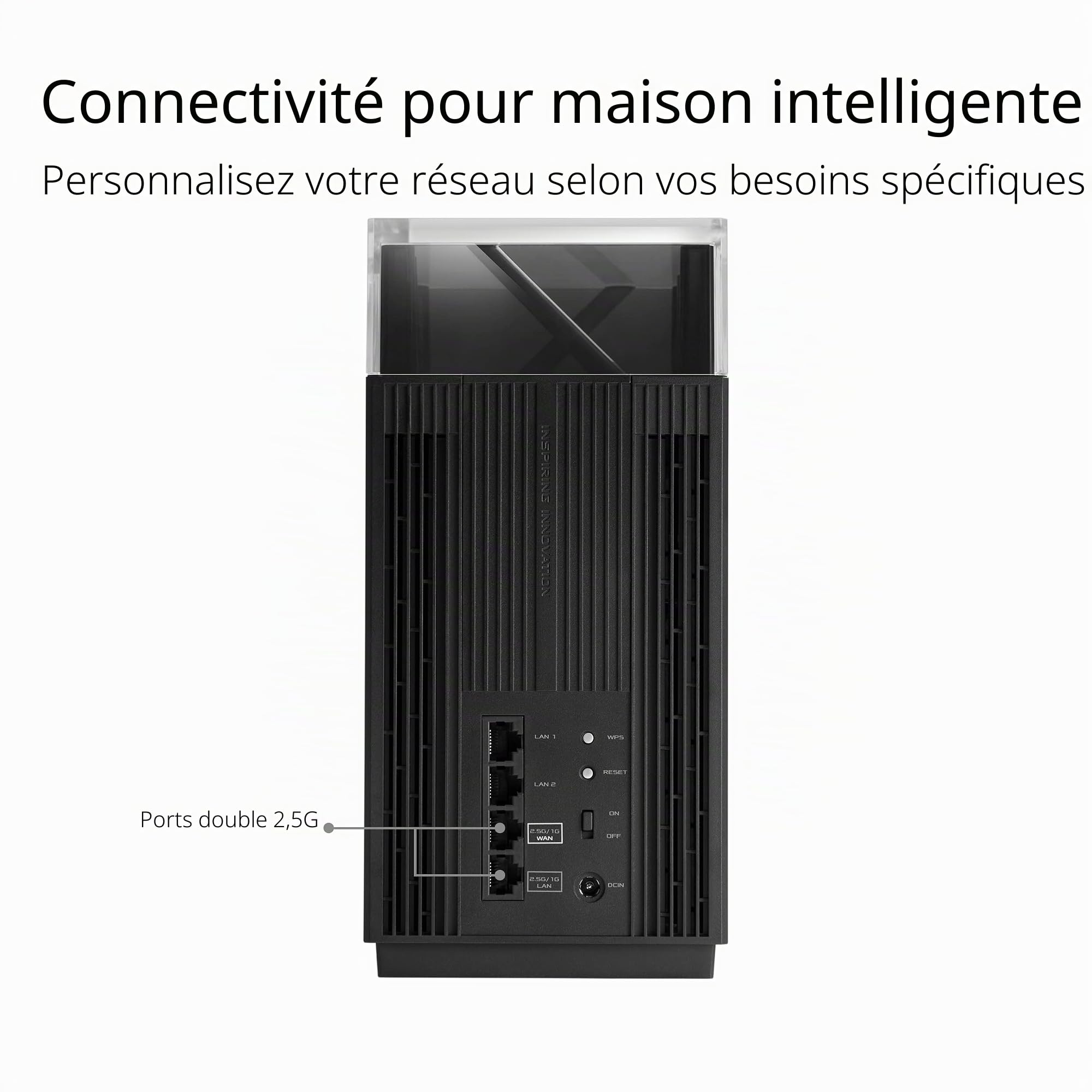 ASUS ZenWiFi Pro ET12 Noir - Pack de 2 - Système Wi-FI 6E AX Mesh, Tri-Bande, 11 000 Mbit/s, 600m2, AiProtection avec TrendMicro à Vie, Port WAN/LAN 2,5 Gigabit + 2 Ports LAN Gigabit, AiMesh