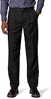 Amazon Essentials Men's Classic-Fit Pleated Dress Pants with Expandable Waist - Recycled Polyester Business Casual