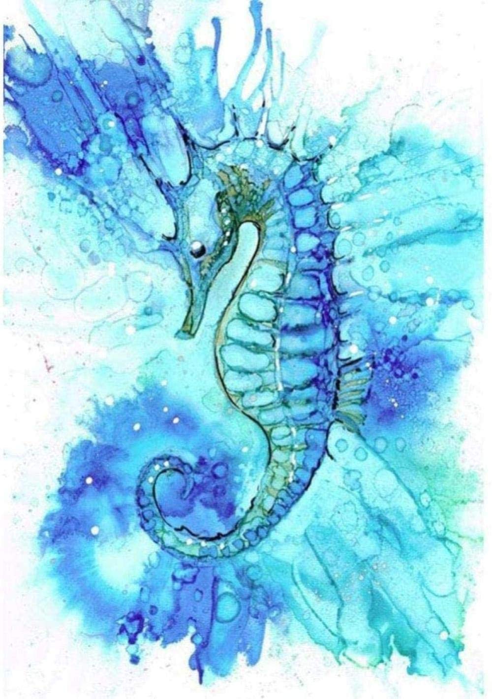 Cross Stitch kits for Beginner 11CT Stamped Cross Stitch Abstract Flower Seahorse Pre-Printed Pattern Fabric Embroidery Needlepoint Crafts Needlework gifts-16x20 inch