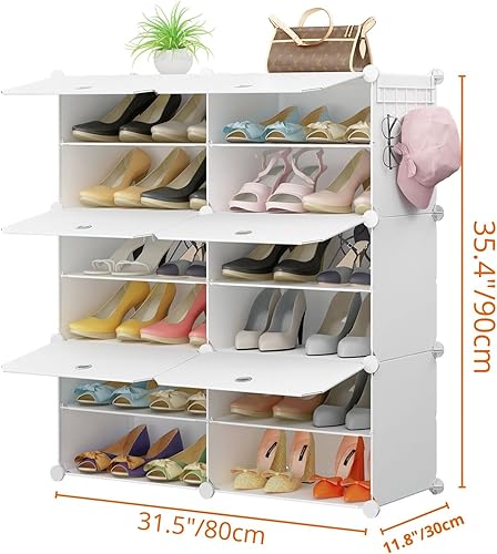 Miniatura 3 de KOUSI Organizador portátil para zapatos, 24 pares, estante de torre, soporte de gabinete de almacenamiento expandible para tacones, botas,