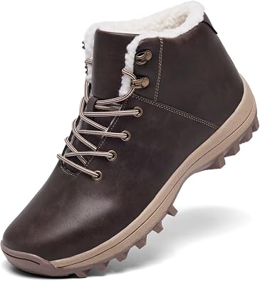 Mens Winter Warm Snow Boots Fur Lined Water Resistant Non-Slip Insulated Waterprof Winter Hiking Wrok Shoes