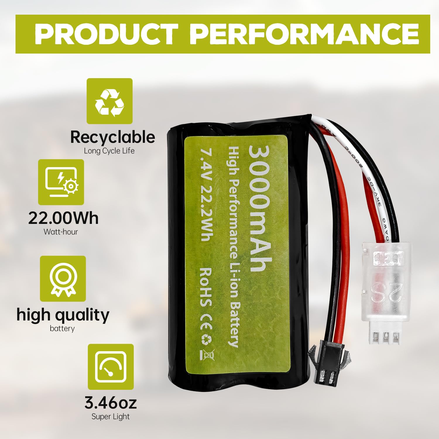 2PCS 7.4V 3000mah 15C 2S batteria agli ioni di litio con spina SM-2P con 2-in-1 caricabatterie per H105 H103 H101 RC Barca MN D99 D99s D90 D91 RC Auto Camion RC Barca Batteria
