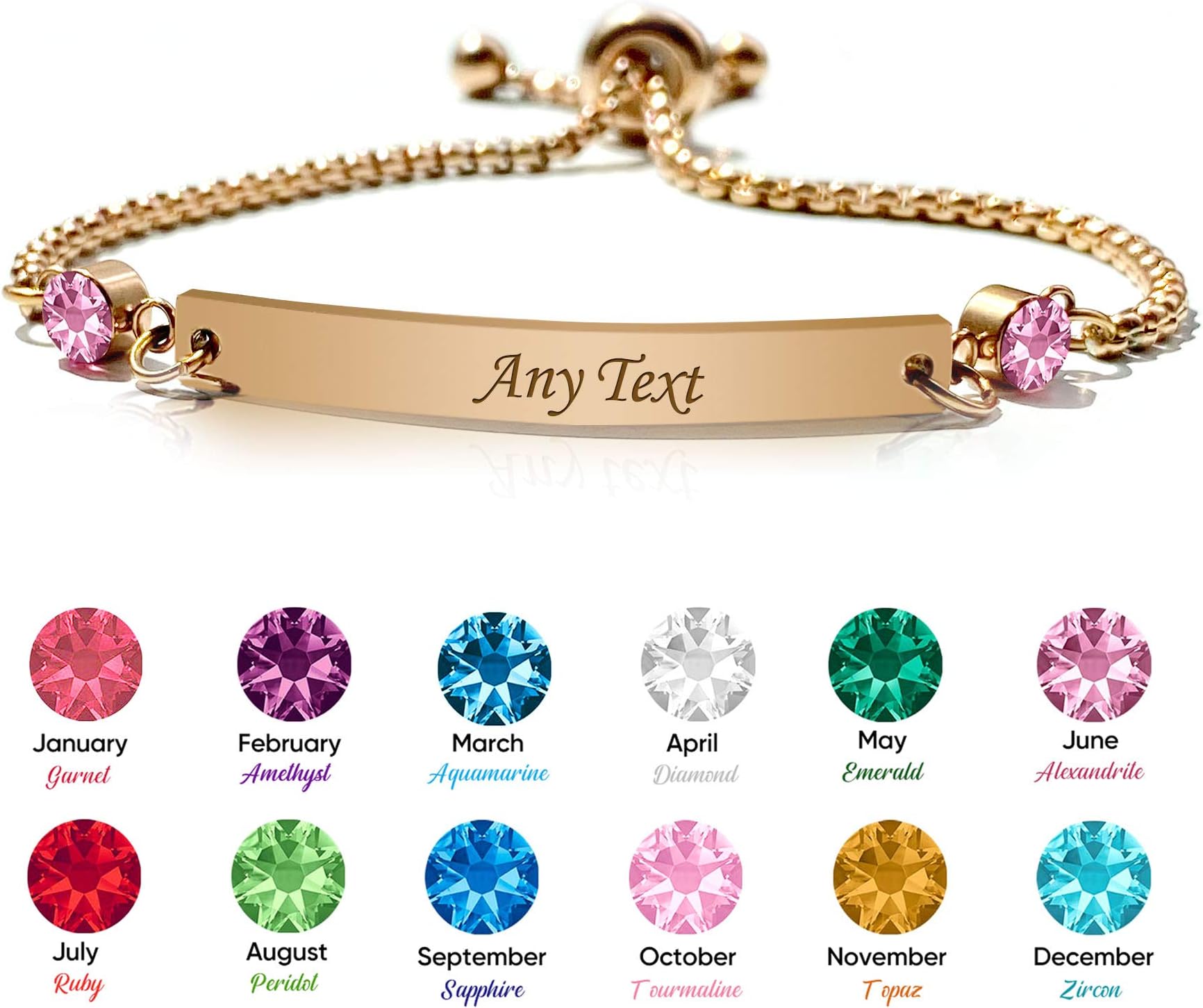 howson londonPersonalised Birthstone Bracelets Engraved Bar Bracelet for Her Birthstone Custom Gift Mothers Day Birthday Christmas Friendship Mum Daughter Bridesmaid 13th 18th 21st 30th