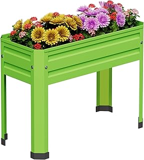 Raised Garden Bed with Detachable Legs Elevated Metal Planter Box for Gr...