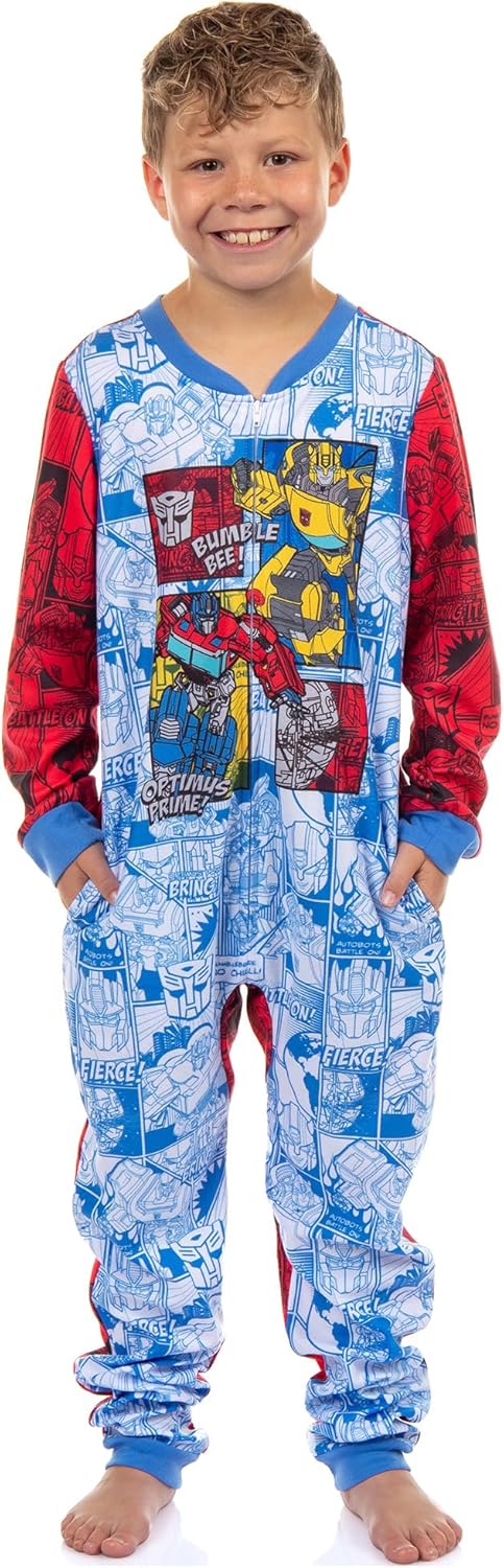 INTIMO Transformers Pajamas Boys' Battle On Zip Front Fleece Footless Sleeper