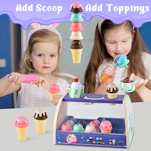 Miniatura 4 de Juguetes de helado para niños, accesorios de cocina para juegos de cocina, juego de encimera de helado, juguetes de comida de simulación para niñas