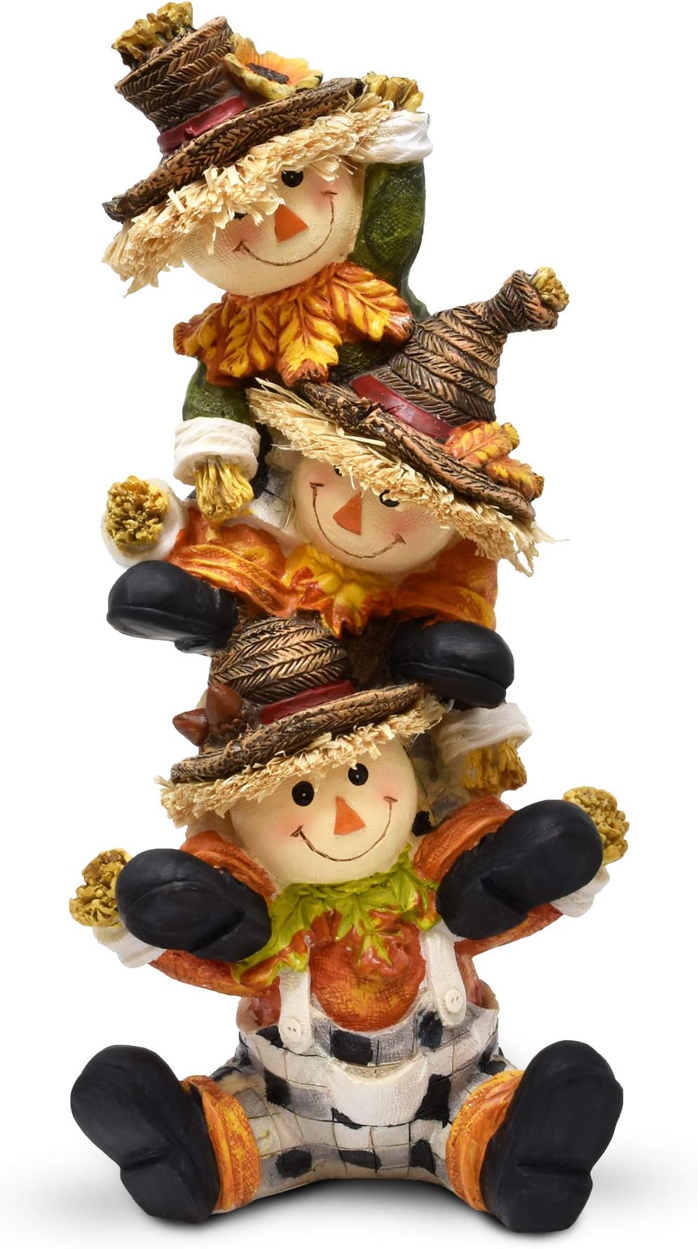 Gift Boutique Thanksgiving Decorations Scarecrow Tabletop Decor Fall Figurine Autumn Table Topper Decoration Cute Stacked Smiling Scarecrow Resin Holiday Centerpiece for Home Fireplace Mantle Shelf
