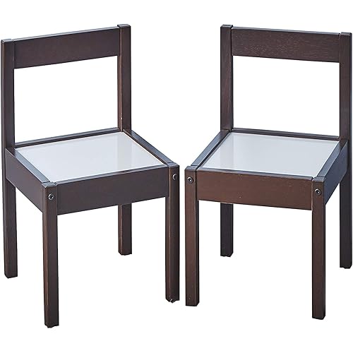 Amazon Basics Kids Chair Set with Dry-Erasable Seat Top, Espresso, 19.9-Inch, 2-Pack