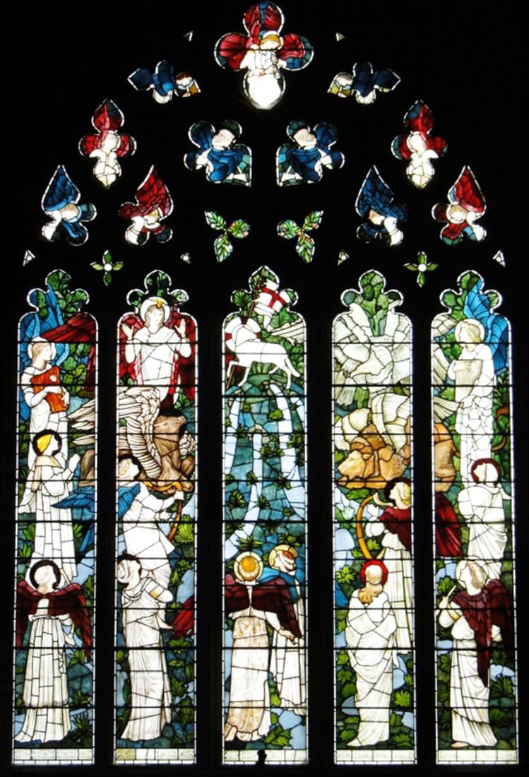 AOFOTO 8x10ft Angel Stained Glass Window Photography Background Vintage Church Church Glass Painting Heaven Backdrop Religion Kid Adult Artistic Portrait Photoshoot Studio Props Video Drape Wallpaper