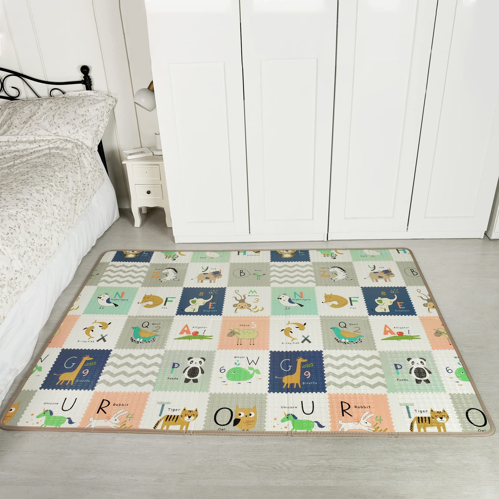 LuckyDove Baby Play Mat,Reversible Foldable Playmat,Portable Extra