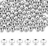 Chuyau 100pcs 4mm Silver Filled Spacer Beads for Jewelry Making Seamless Smooth Metal Brass Beads for DIY Bracelets Necklace Earring Crafts
