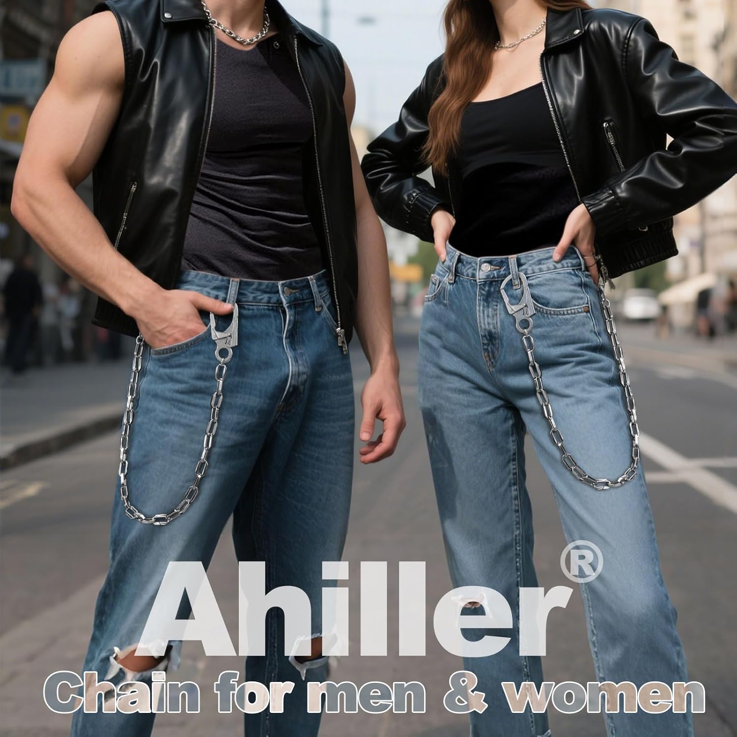 Ahiller Wallet Chains for Men Women, Heavy Duty Hip Hop Pants Jean Belt Key Chain with Double Lock Design - Image 2