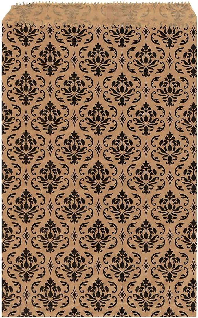 Dask Paper Bags, x 7 H in, Brown with Bla Dask