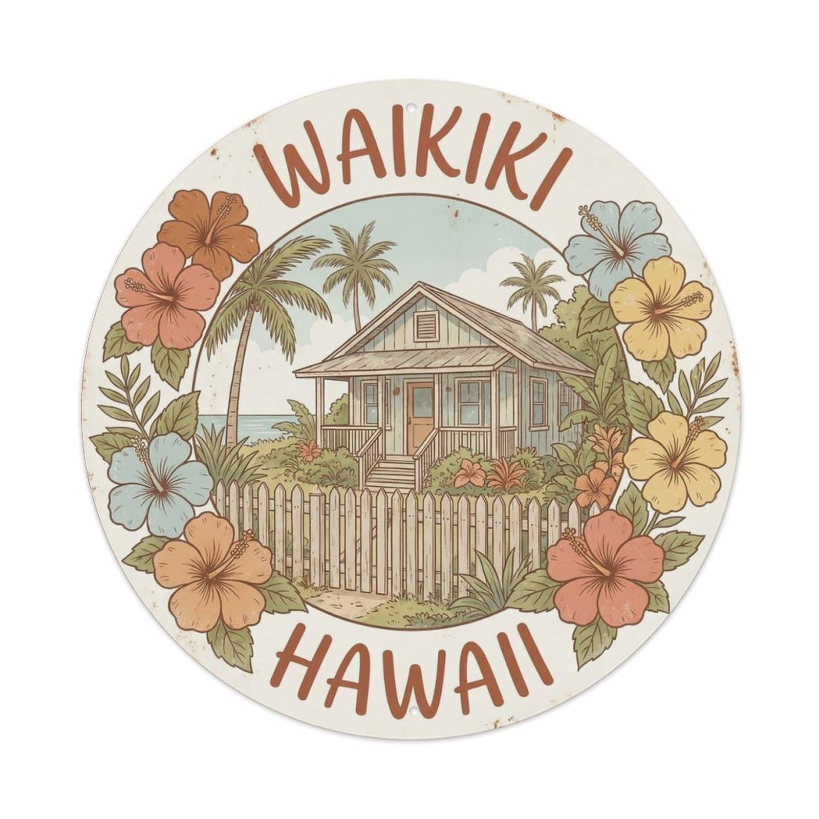 Waikiki Hawaii Surf Travel Beach Resort Destination Metal Tin Sign