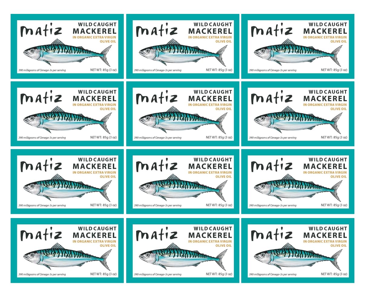 Matiz Mackerel in Extra Virgin Olive Oil | 3 Ounces | Spanish Natural Artisan Wild Caught Fish (12 Pack)