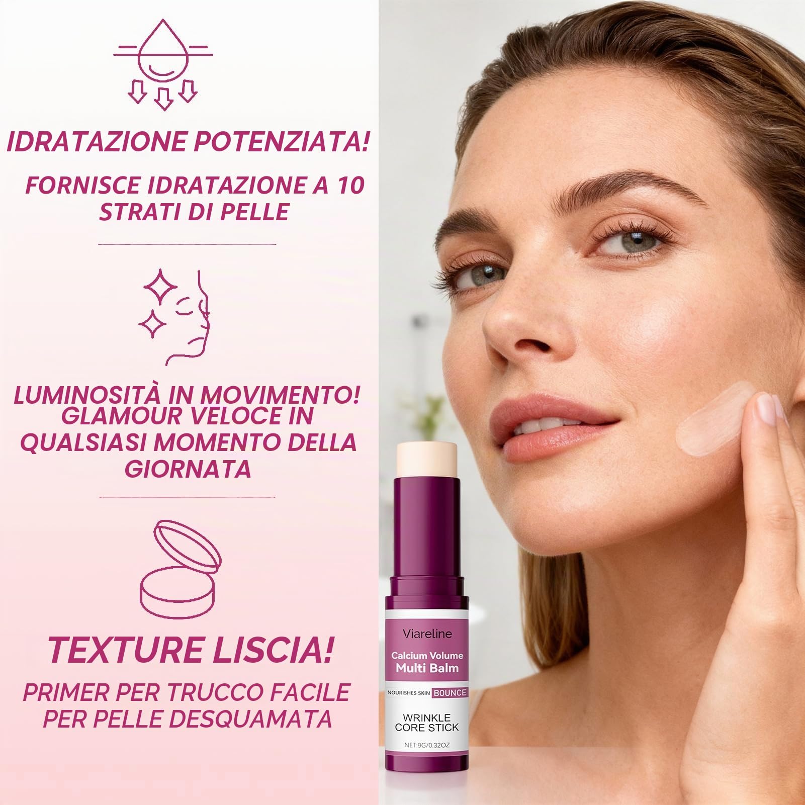Calcium Volume Multi Balm, Calcium Multi Balm Stick, Crema di Calcio Anti-Invecchiamento, Stick Coreano Viso Antirughe, Sticks di Calcio Idratanti per Occhi, Viso, Collo