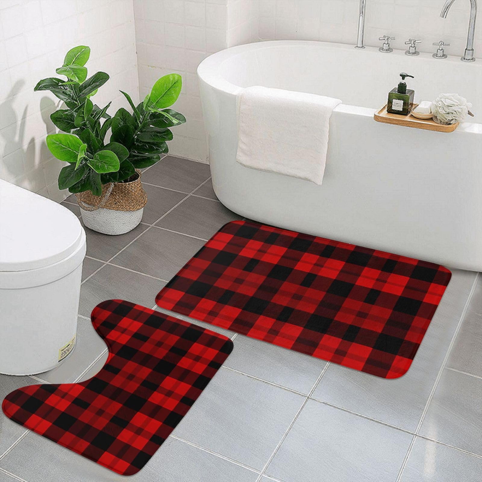 Tapis de bain écossais pour une ambiance de salle de bain chaleureuse