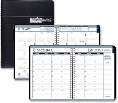 House of Doolittle 2022 Weekly and Monthly Planner Calendar, Black Cover, Tabbed, 8.5 x 11 Inches, January - December HOD28302-22