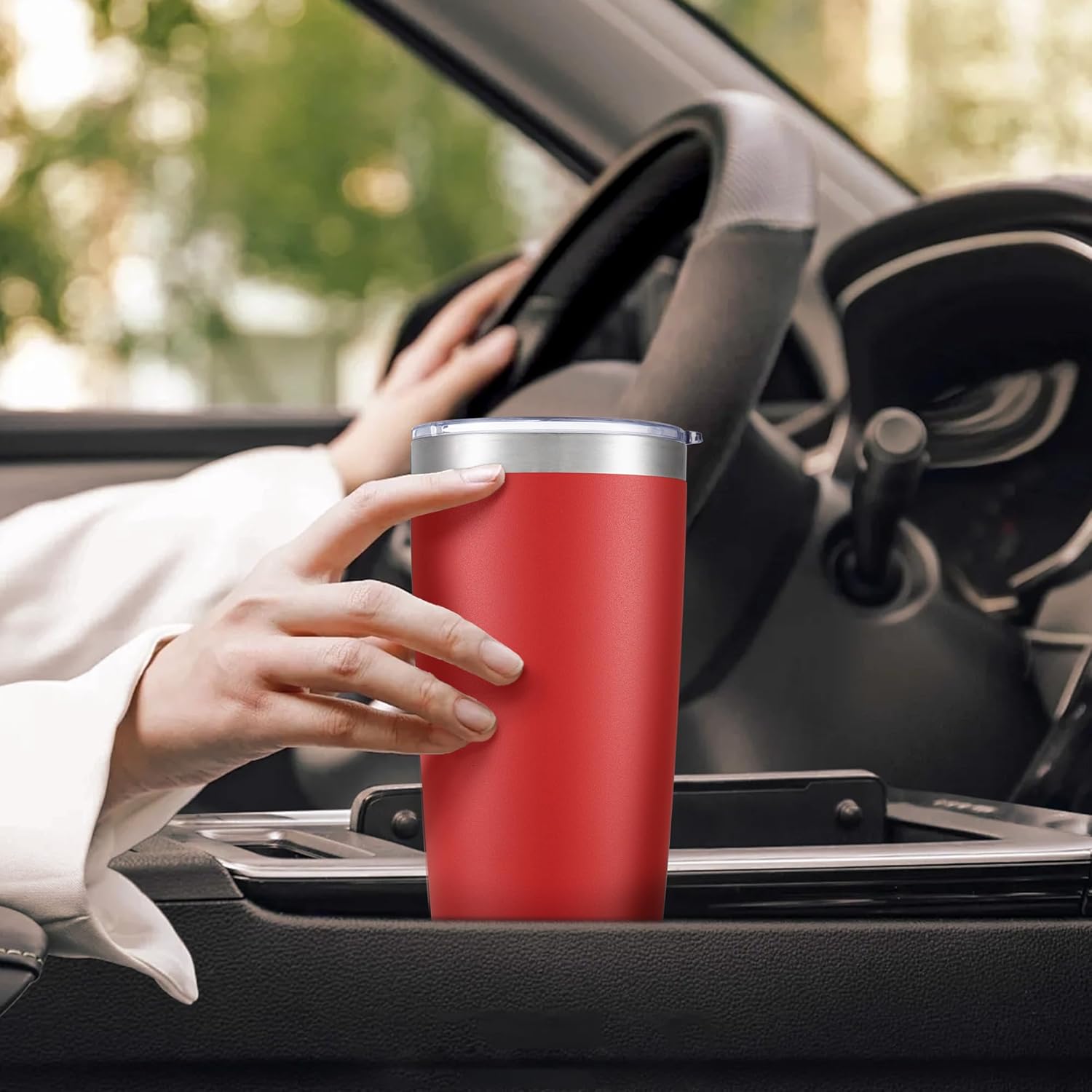 20 oz Tumbler with Lid Stainless Steel Double Wall Vacuum Insulated Tumblers Powder Coated Cups Travel Mug Keep Drinks Cold and Hot, Wine Red - Image 5