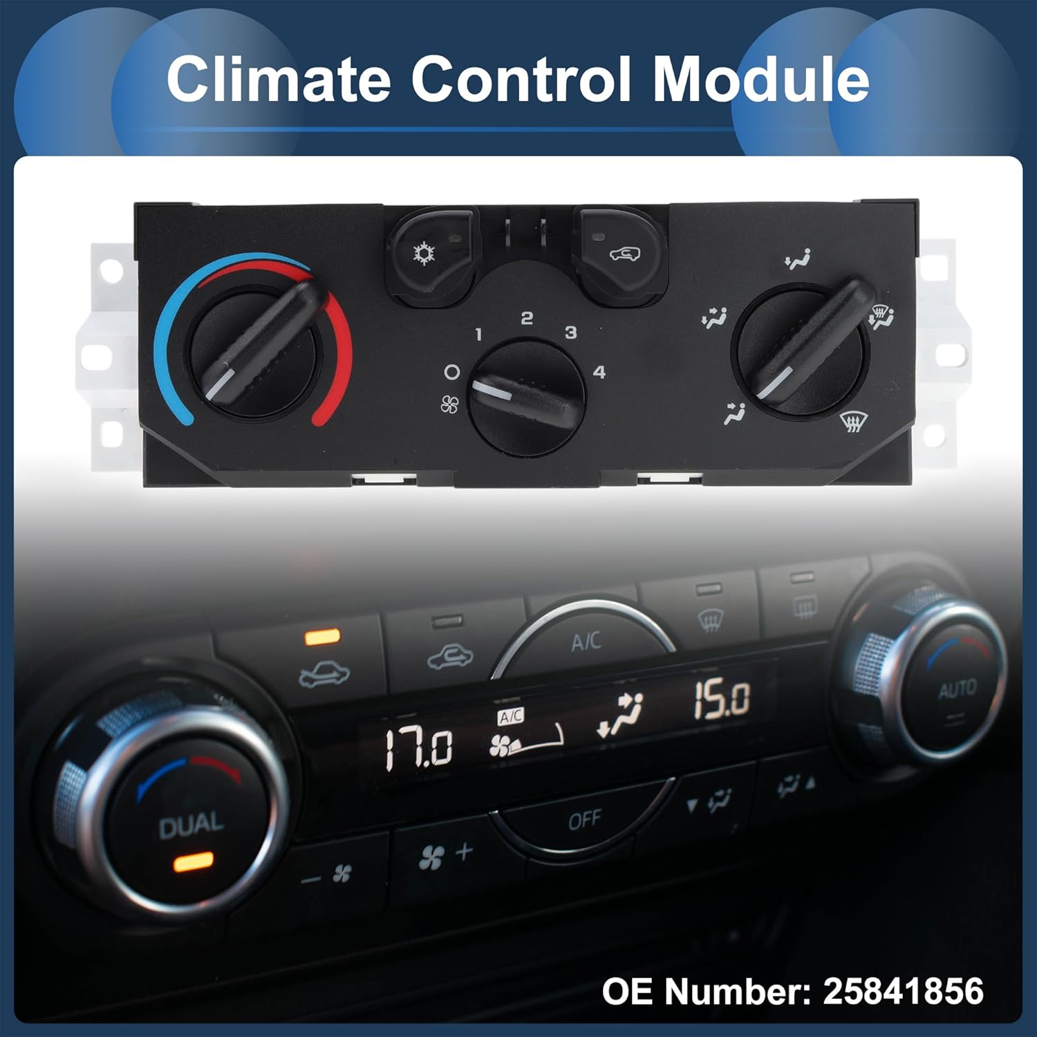 No.25841856 Climate Control Module for Chevrolet Colorado 2004-2012 Heater A/C Climate Control Panel Black