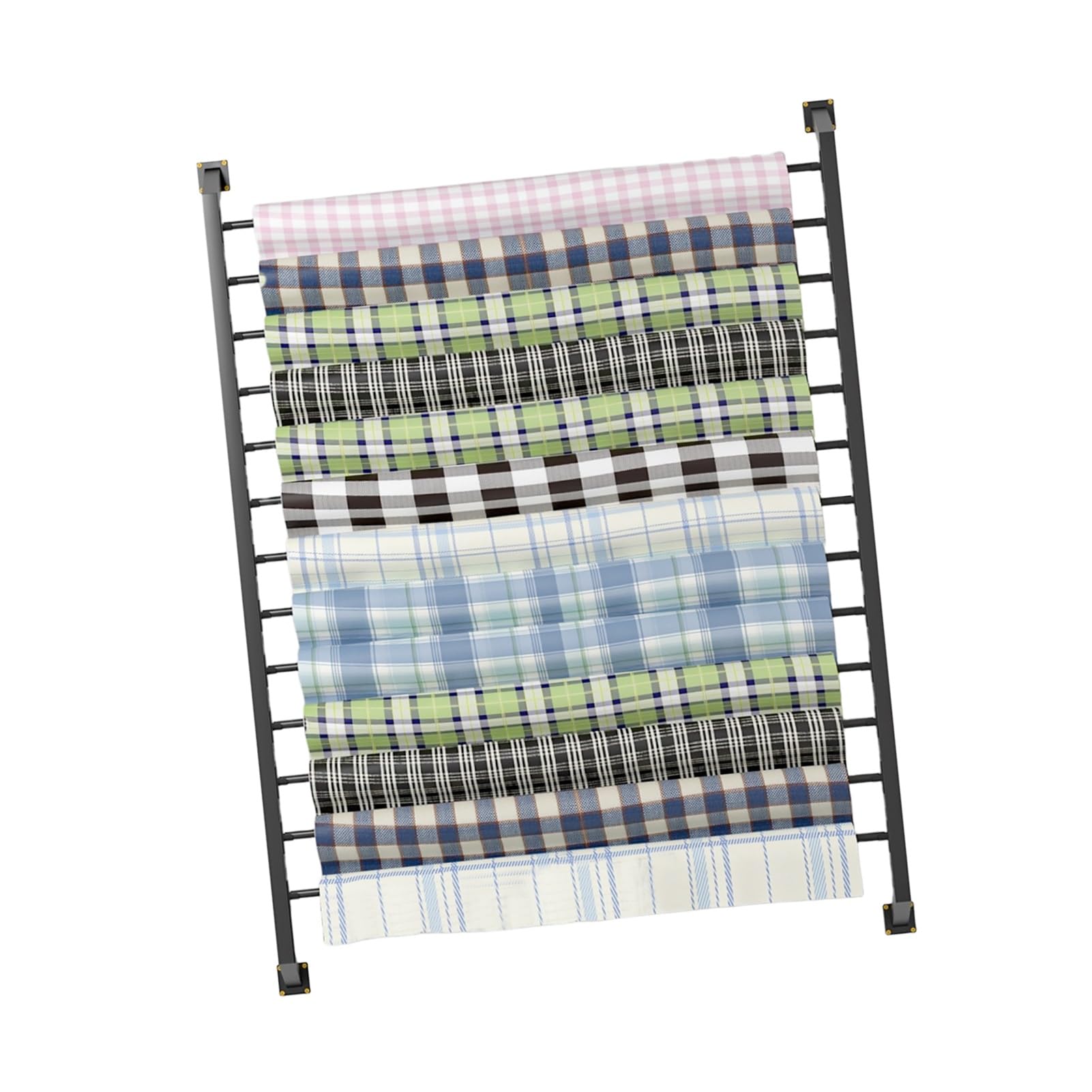 Support mural pour rouleaux de tissu et textiles à 8 niveaux