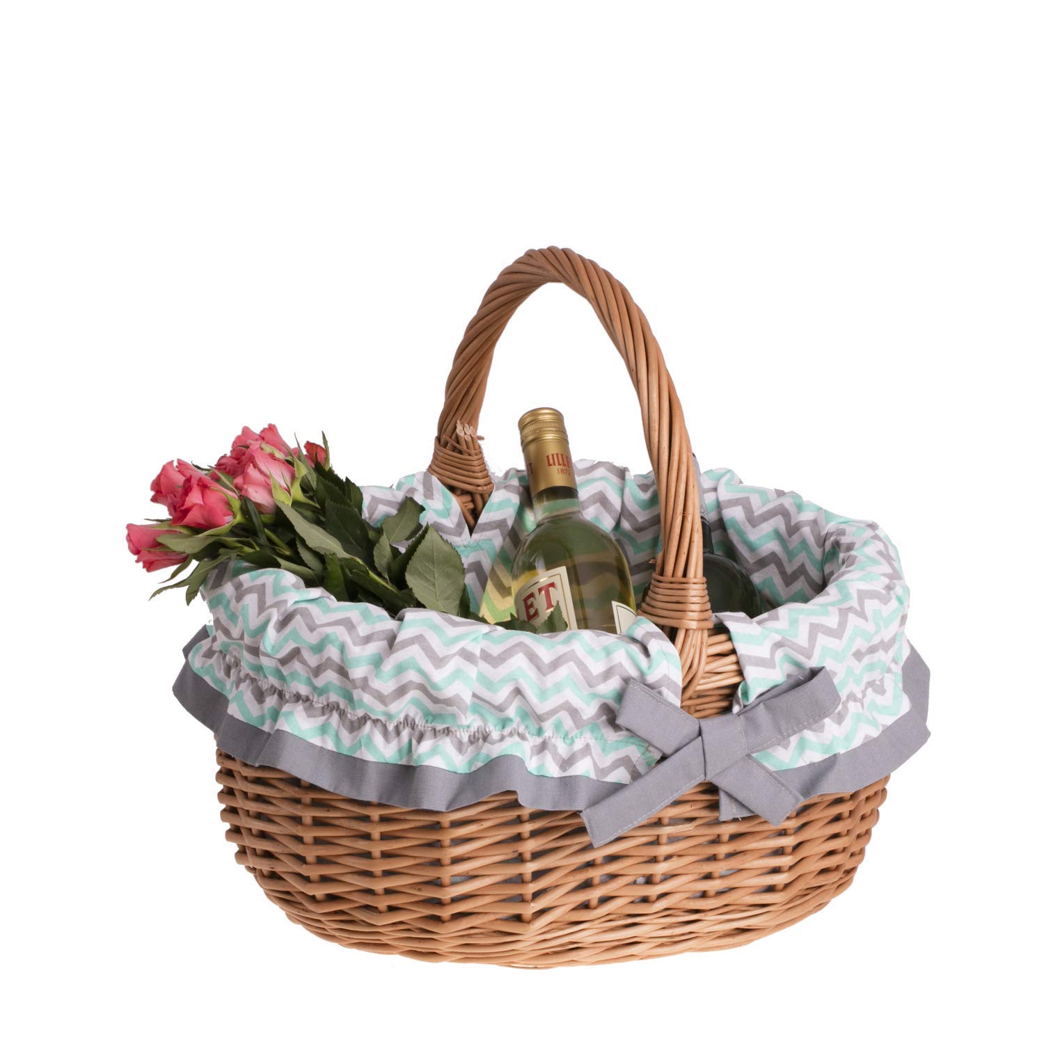 Cestos de Mimbre, Cesta de la Compra Ovalada, Decoración Diseño Retro