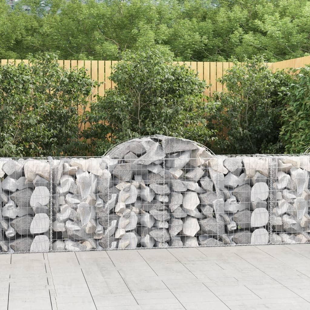 Arched Gabion Baskets 4 pcs Galvanized Iron for Outdoor Gravel and Stone Filling, Decorative Garden Barrier and Retaining Wall Structure 78.7"x19.7"x31.5"/39.4"