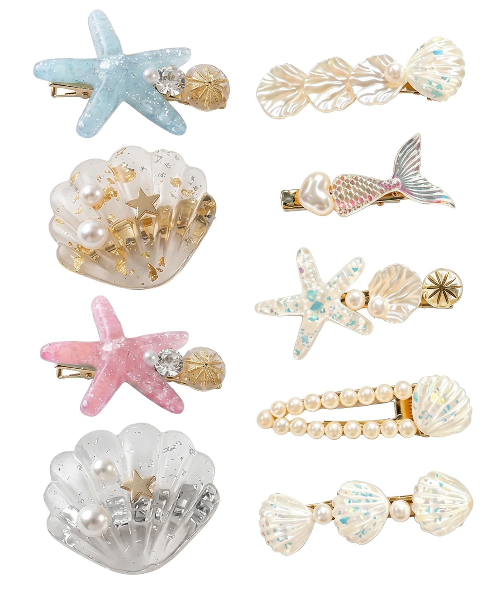 9-Piece Beach Hair Accessories for Women, Starfish Hair Clips and Seashell Hairpins Set, Ocean Theme Hair Charms for Vacation, Mermaid Events and Daily Wear-image-38