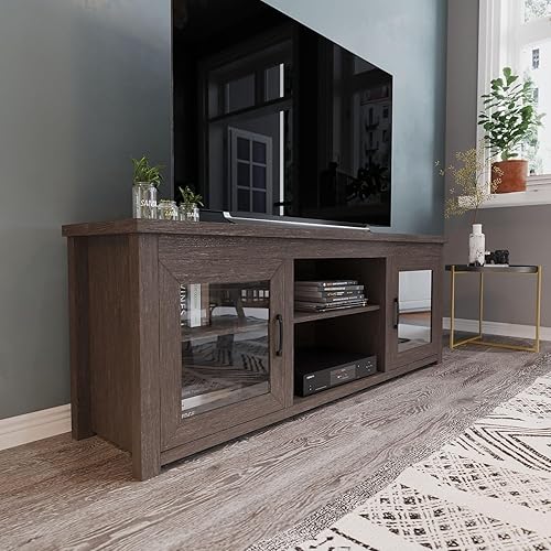 Miniatura 19 de Flash Furniture Sheffield - Soporte de madera para TV de 80 pulgadas, consola multimedia/gabinete de TV con 3 estantes ajustables y puertas de