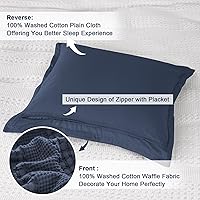 Vista 227 de PHF Fundas de almohada 100% algodón con tejido de gofre de 24 x 24 pulgadas, paquete de 2 fundas cuadradas para decoración elegante del hogar, sin