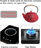 Vista 6 de 26 oz Japanese Style Cast Iron Teapot Set with 2 Tea Cups for Loose Tea, Asian Chinese Kung Fu Tea Pot Maker with Infuser and Trivet, Adult Gifts