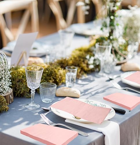 Miniatura 5 de 100 servilletas de papel de 3 capas de color rosa claro de 13 x 15.7 pulgadas, toallas desechables de papel para baño, cocina, boda, fiesta de