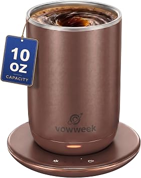 Self Stirring Coffee Mug, 10 oz Heated Mug with Magnetic Stirring,Brown