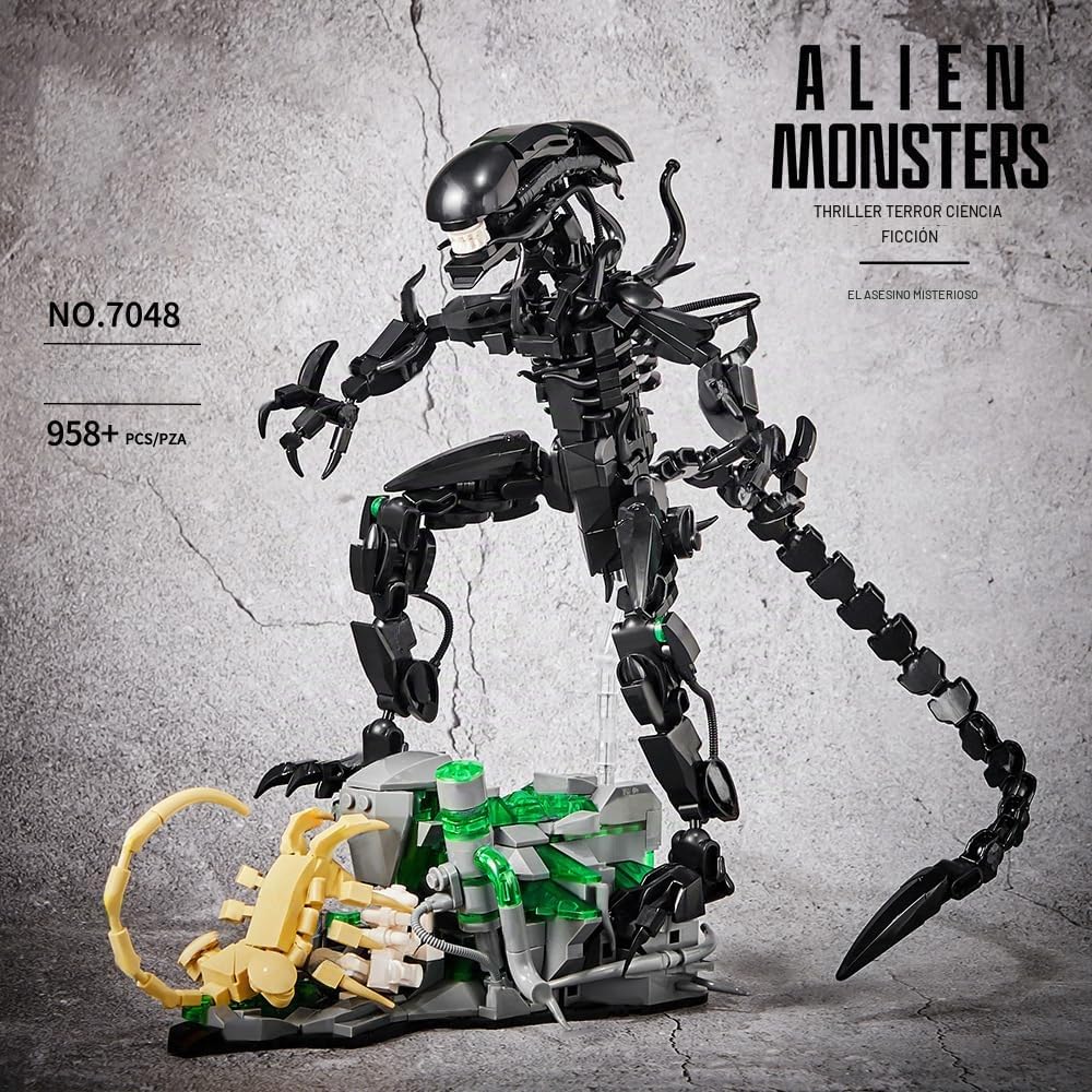 Juego de bloques de construcción Xenomorph, 958 + bloques de sujeción, monstruos extraterrestres, juego de construcción Xenomorph Alien Monsters, juguete de construcción compatible con